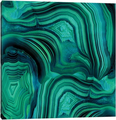 Malachite In Green And Blue Canvas Art Print - Blue & Green Art