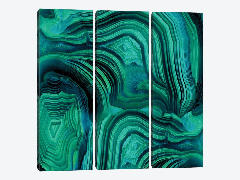 Malachite In Green And Blue by Danielle Carson 3-piece Canvas Art Print