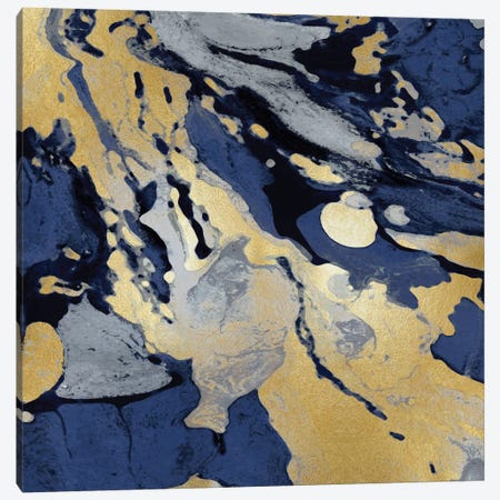 Marbleized In Gold And Blue I Canvas Print #DAC32} by Danielle Carson Canvas Art