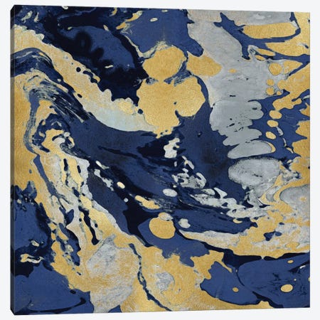 Marbleized In Gold And Blue II Canvas Print #DAC33} by Danielle Carson Canvas Wall Art