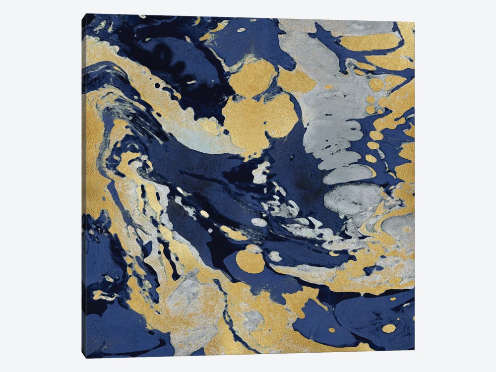 Marbleized In Gold And Blue II by Danielle Carson 1-piece Art Print