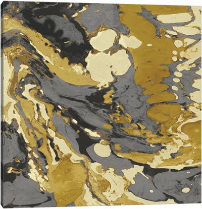 Marbleized In Gold And Grey II Canvas Art Print