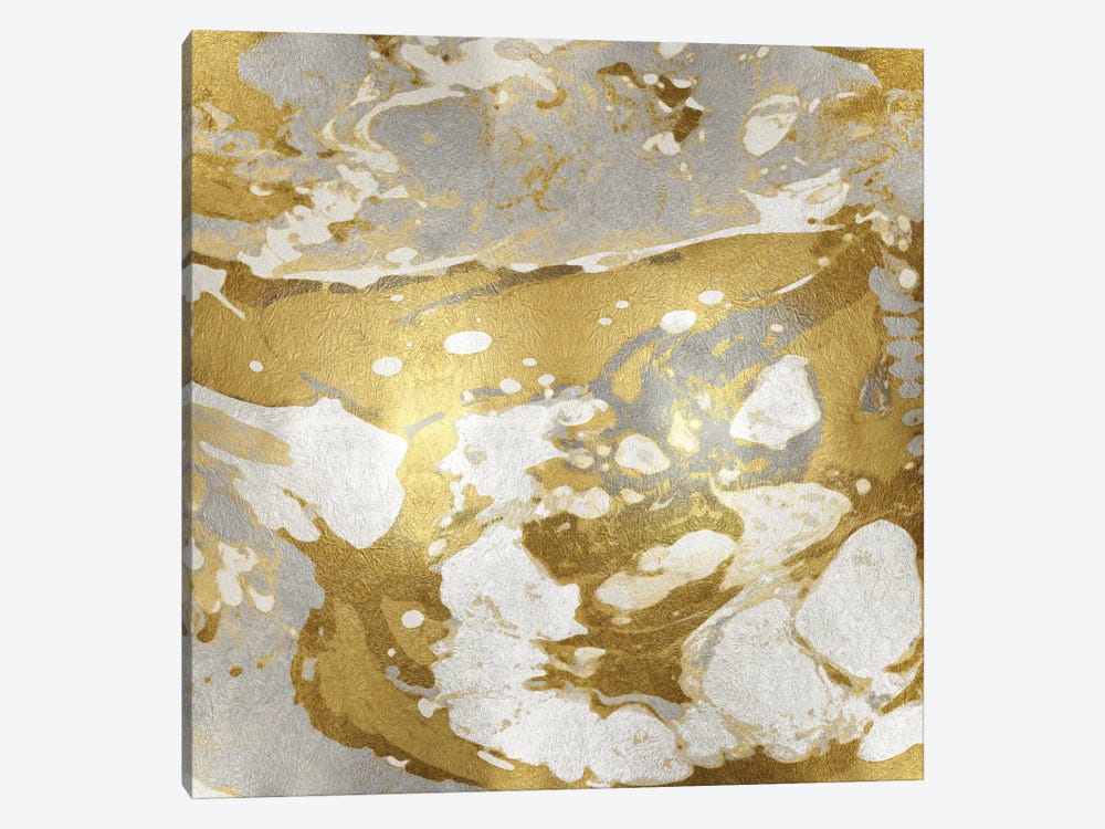 Marbleized In Gold And Silver by Danielle Carson 1-piece Canvas Art
