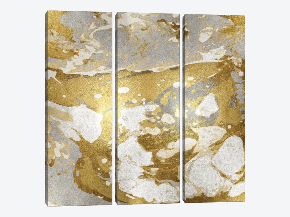 Marbleized In Gold And Silver by Danielle Carson 3-piece Canvas Artwork