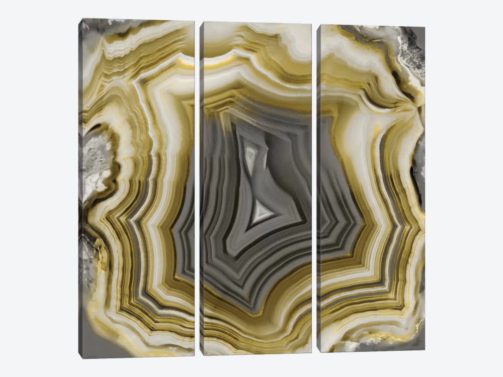 Agate In Gold & Grey by Danielle Carson 3-piece Canvas Art