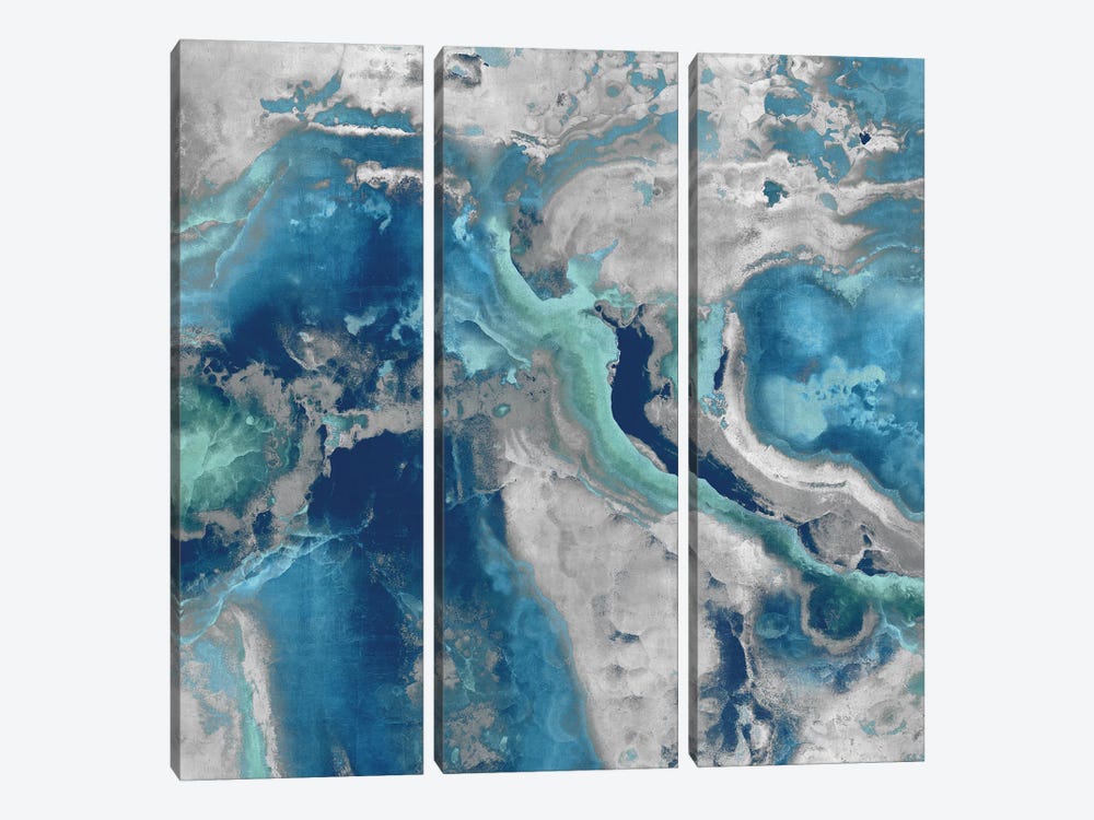 Stone With Blue And Aqua 3-piece Canvas Print