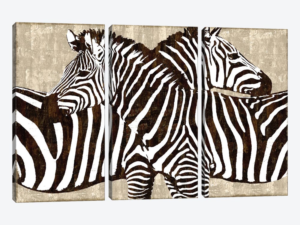 Zebra Gathering 3-piece Canvas Print