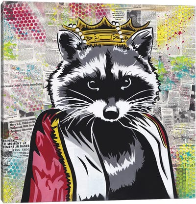 King Of The Streets Canvas Art Print - Raccoon Art