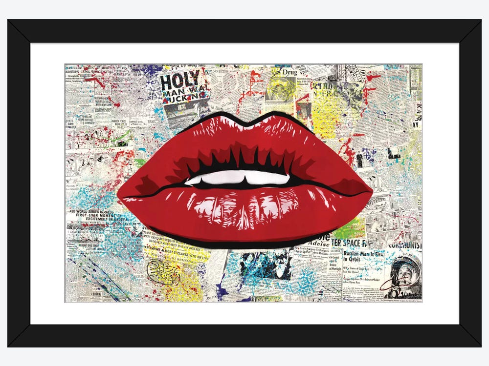 Watercolor Sexy Lips with Flowers Art Poster Creative Gifts for Women  Fashion Beauty Salon Decor Lips Canvas Print Framed Stretched Wall Art for  Girl