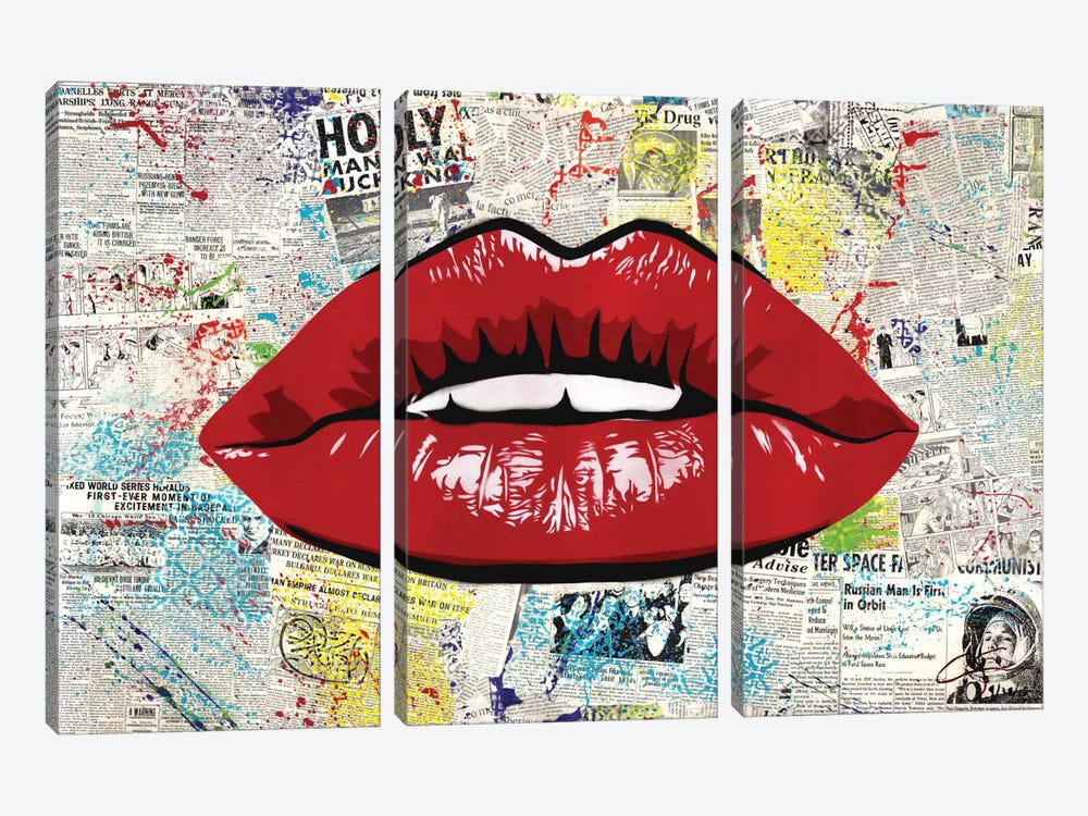 First Kiss 3-piece Canvas Wall Art