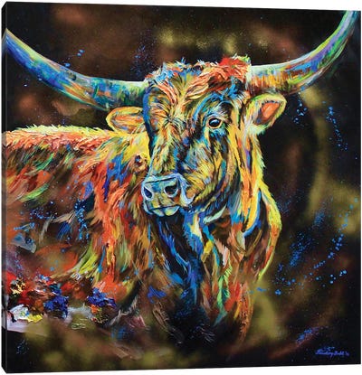 The Boss Canvas Art Print - Bull Art