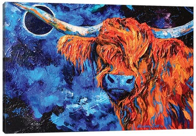 Total Eclipse Of Highland Canvas Art Print - Highland Cow Art