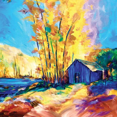 Golden Trees by Lindsey Dahl framed canvas print