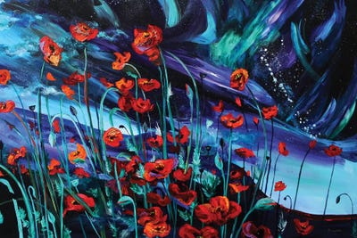 Cosmic Poppies by Lindsey Dahl framed canvas print