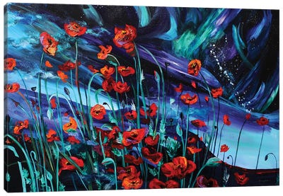 Cosmic Poppies Canvas Art Print - Aurora Borealis Art