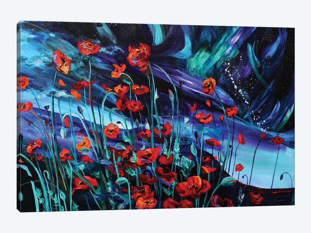 Cosmic Poppies by Lindsey Dahl 1-piece Canvas Artwork