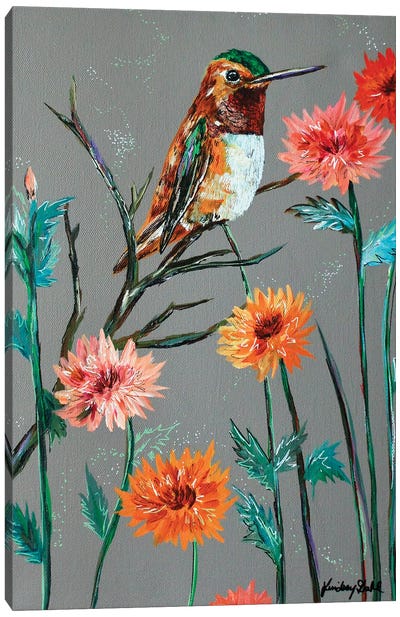 Humming Dahlias Canvas Art Print - Lindsey Dahl
