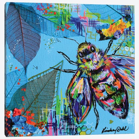 Sky Blue Bee Canvas Print #DAL203} by Lindsey Dahl Canvas Art Print
