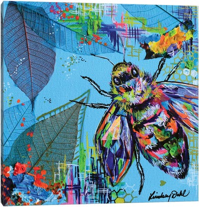 Sky Blue Bee Canvas Art Print - Lindsey Dahl