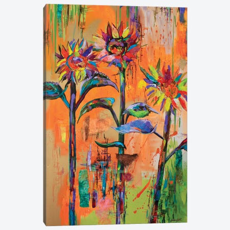 Sunflower Patchwork Canvas Print #DAL219} by Lindsey Dahl Canvas Wall Art