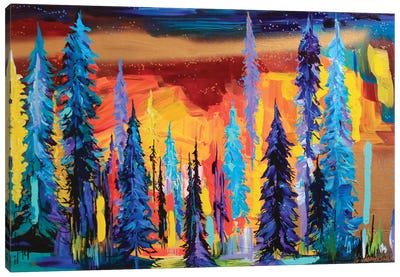 Fire Sky II Canvas Art Print - Pine Tree Art