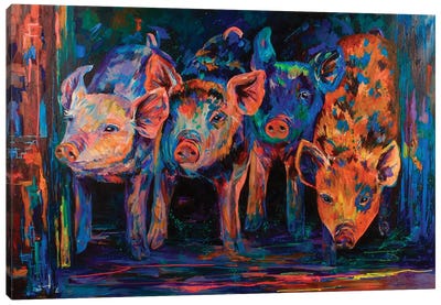 Four Little Pigs Canvas Art Print - Lindsey Dahl