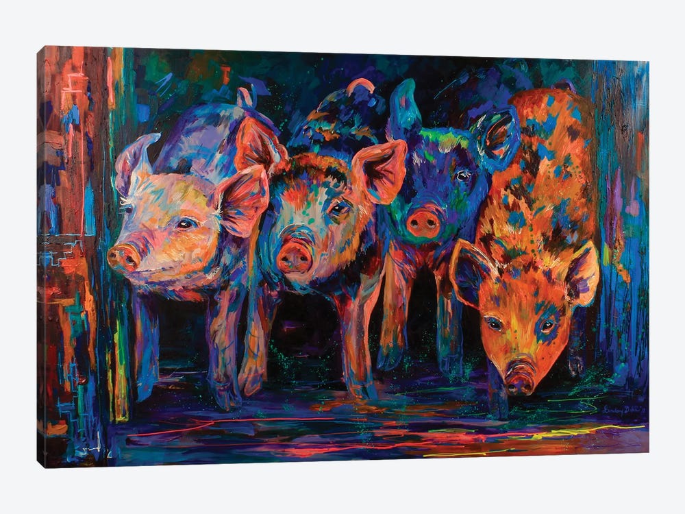 Four Little Pigs by Lindsey Dahl 1-piece Canvas Art Print