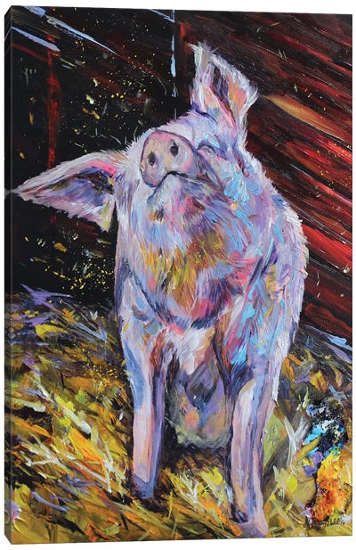 Hay Day Canvas Art Print - Pig Art