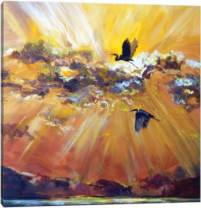 Morning Flight Canvas Art Print - Crane Art