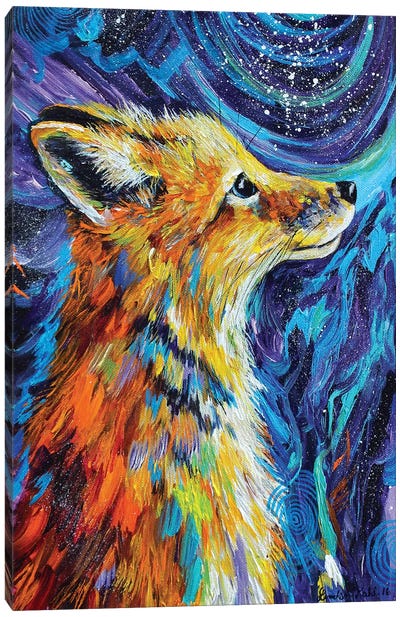 Night Watcher Canvas Art Print - Fox Art