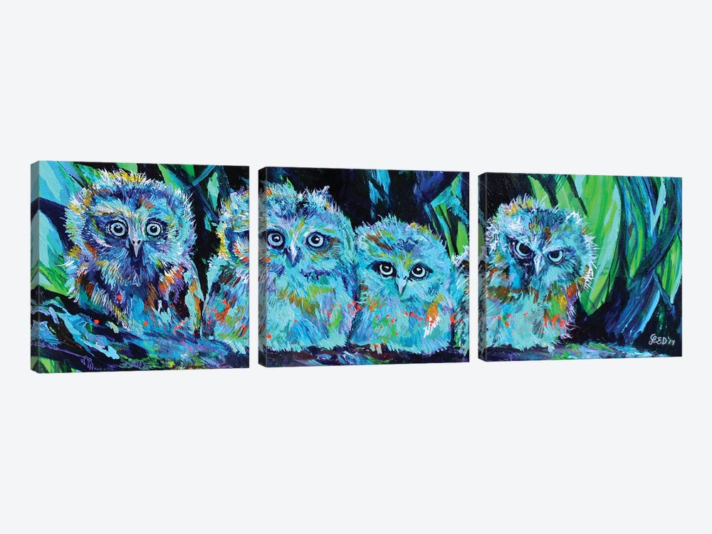 Owlet Blues by Lindsey Dahl 3-piece Canvas Art Print