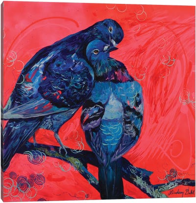 Pigeon Preen Canvas Art Print - Lindsey Dahl