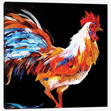 Rooster Canvas Print #DAL88} by Lindsey Dahl Canvas Artwork