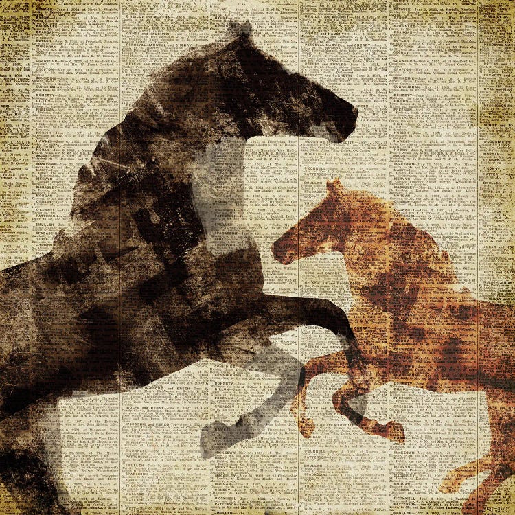 Horses on Newsprint I