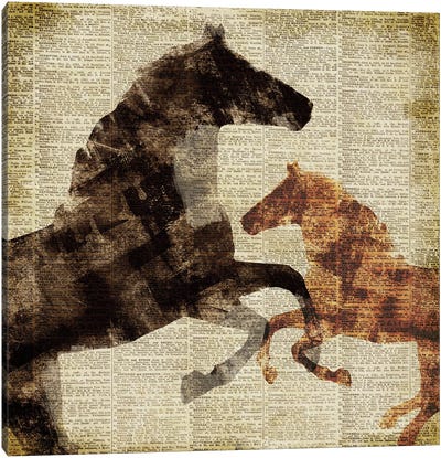 Horses on Newsprint I Canvas Art Print
