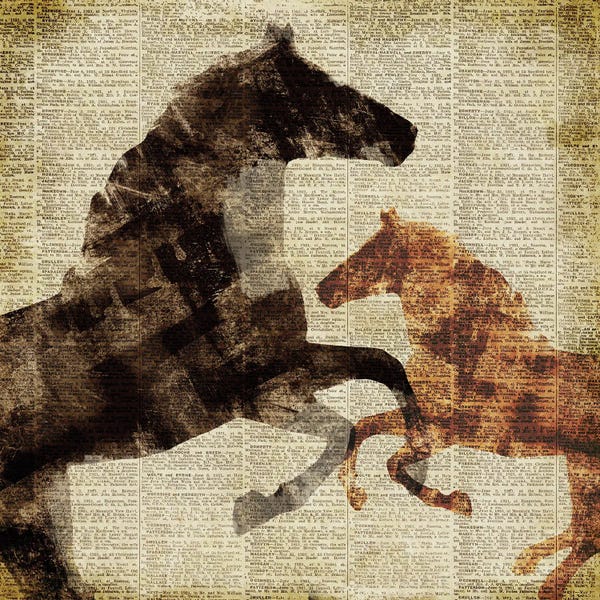 Dan Meneely: Horses on Newsprint I by Dan Meneely