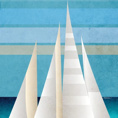 Main Sail Harbor I by Dan Meneely framed canvas print