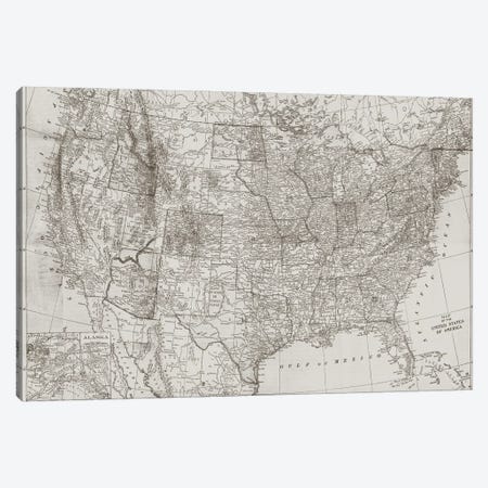 Natural US Map Canvas Print #DAM121} by Dan Meneely Art Print