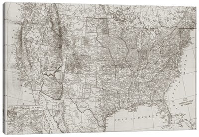 Natural US Map Canvas Art Print - USA Maps