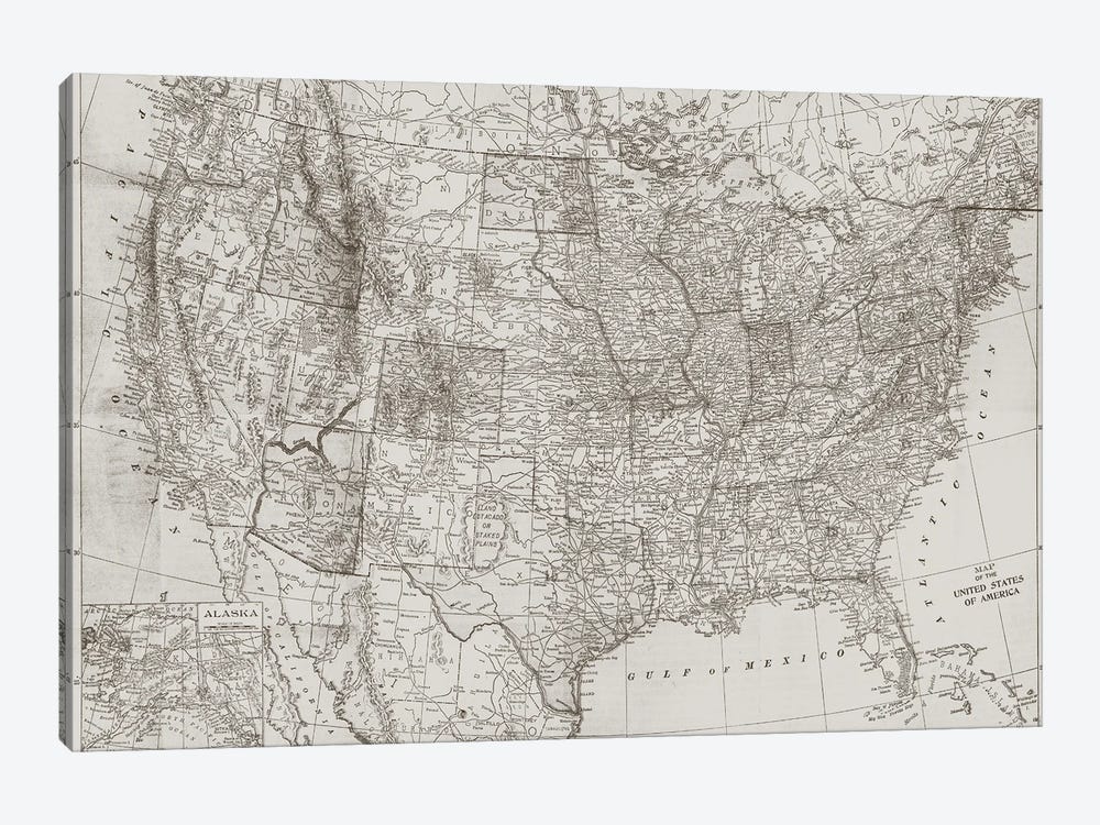 Natural US Map by Dan Meneely 1-piece Canvas Wall Art