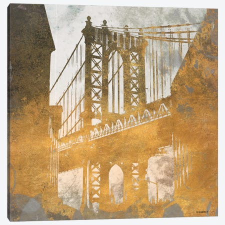 NY Gold Bridge At Dusk II Canvas Print #DAM126} by Dan Meneely Canvas Wall Art