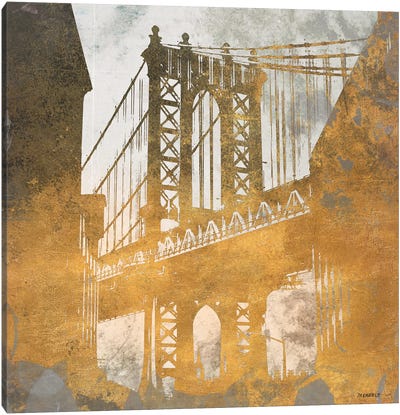NY Gold Bridge At Dusk II Canvas Art Print