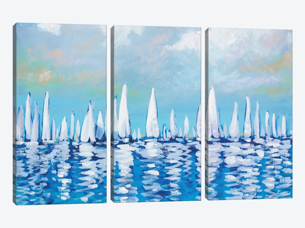 Regatta On The Sea by Dan Meneely 3-piece Canvas Artwork