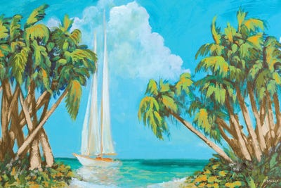 Sailboat Among Palms by Dan Meneely multi panel art