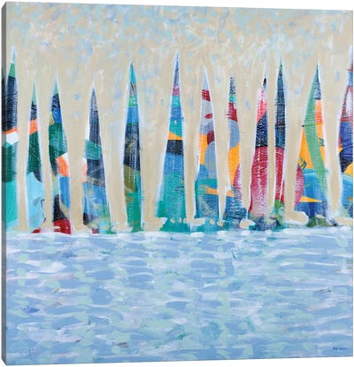 Dozen Colorful Boats Canvas Art Print - Sailboat Art