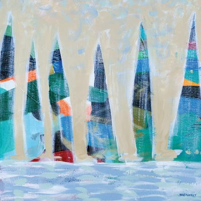 Dozen Colorful Boats Square I by Dan Meneely canvas print