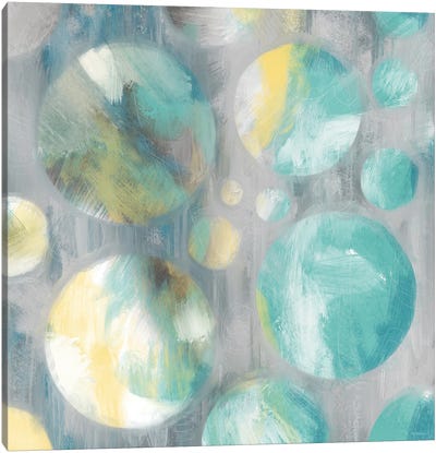 Teal Bubbly Abstract Canvas Art Print