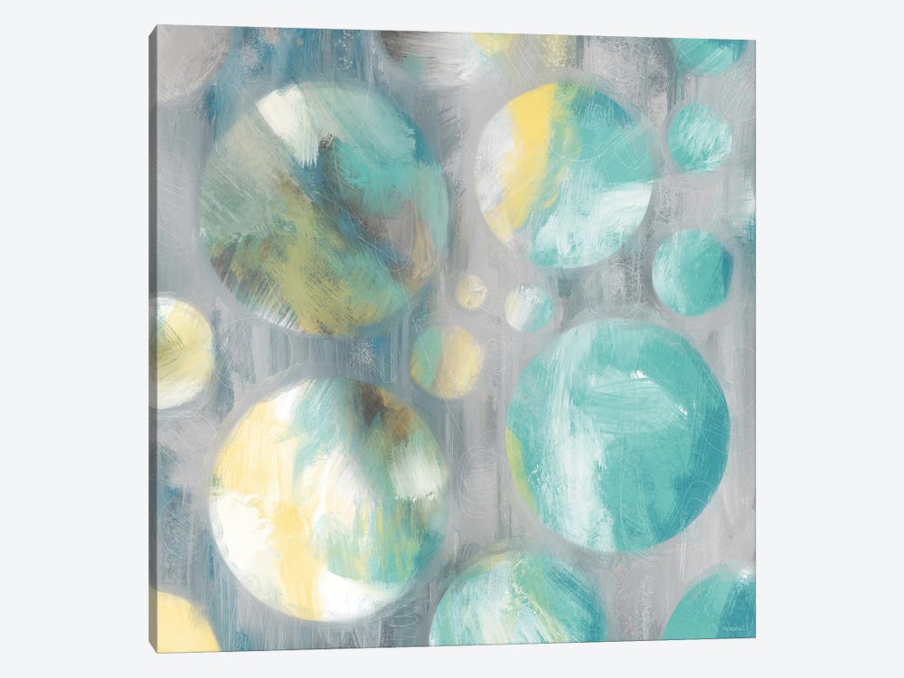 Teal Bubbly Abstract by Dan Meneely 1-piece Canvas Wall Art