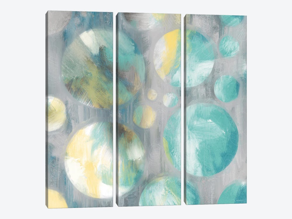 Teal Bubbly Abstract by Dan Meneely 3-piece Canvas Artwork