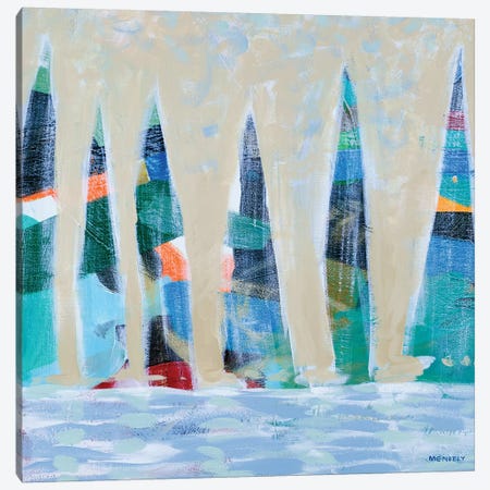 Dozen Colorful Boats Square I Canvas Print #DAM16} by Dan Meneely Art Print